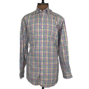Peter Millar Button Front Shirt Multicolor Check Plaid Mens 2XL